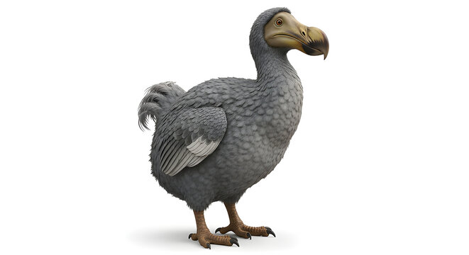 Dodo bird reconstructed with realistic feathers and proportions. Isolated on White background