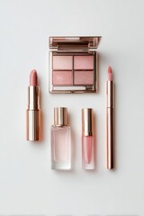 Set of luxury cosmetic products for makeup and beauty isolated on white background