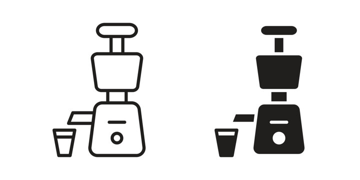 Cold pressed juicer icon concept. Simple solid style. line stroke icons