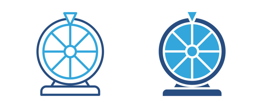 Prize wheel icon set. Fortune spinner wheel icon, lottery, raffle and game of chance concept. Vector illustration.