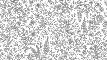 Black and white floral damask pattern. © Suro