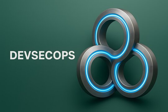 Interlocking DevSecOps Rings Symbolizing Seamless Security Integration in Development Workflows
