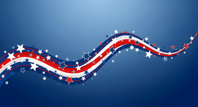 Happy labor day celebration with patriotic american flag and stars