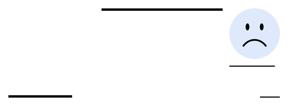 Sadness concept. Highlighting emotional expression with a minimalist frowning face and linear abstract details. Sadness often emotions, interpersonal , and mental health awareness. Suitable