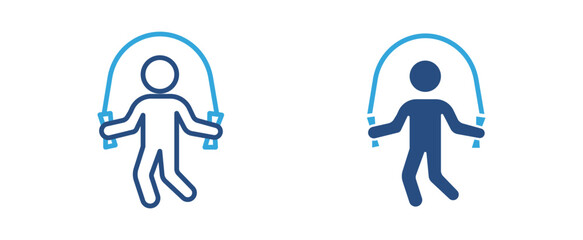 Jump rope exercise icon set. Person skipping rope icon, cardio workout and fitness training concept. Vector illustration. © Habiba Anika