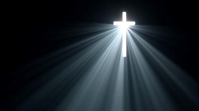 symbolic christian cross as keyhole with light of faith on dark background