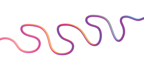Obraz premium Vibrant abstract pattern with a continuous wavy line in a rich gradient of pink, orange, and purple, creating a dynamic and modern design on a clean white background