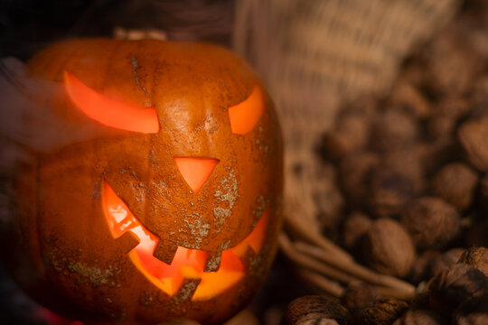D&eacute;cor lanterne d'halloween orange