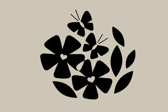 Vector illustration of a butterfly, simple shapes. 