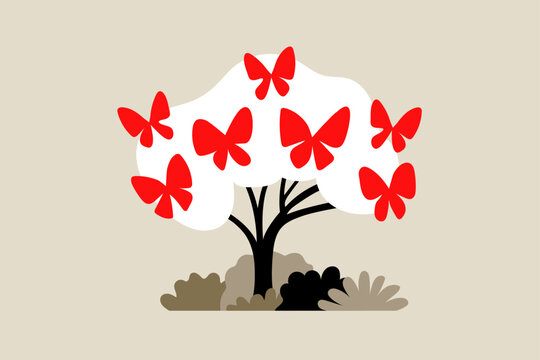 Vector illustration of a butterfly, simple shapes. 