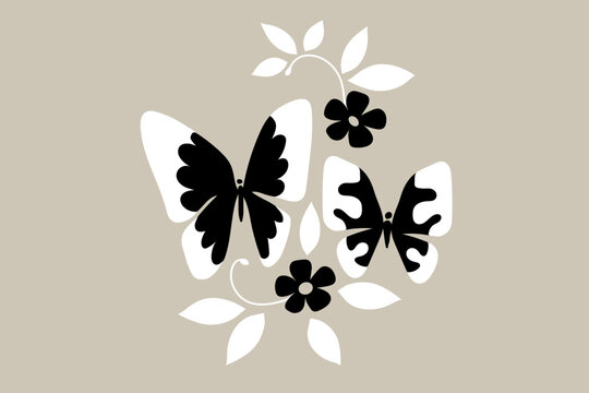 Vector illustration of a butterfly, simple shapes. 