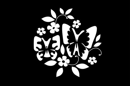Vector illustration of a butterfly, simple shapes. 