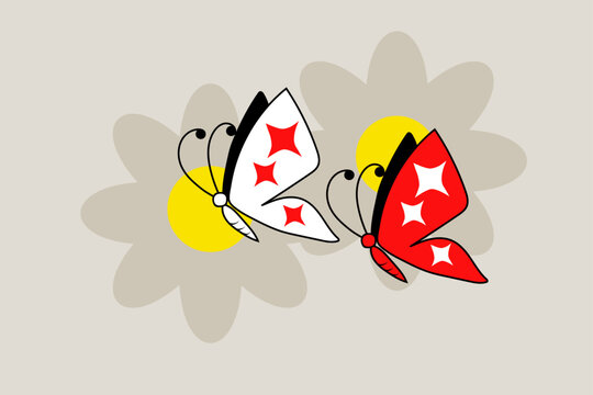 Vector illustration of a butterfly, simple shapes. 