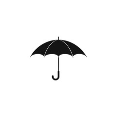 Fototapeta premium A minimalist black silhouette of an open classic umbrella isolated on a clean white background