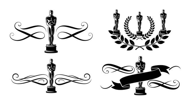 Oscar statue illustrations in elegant designs