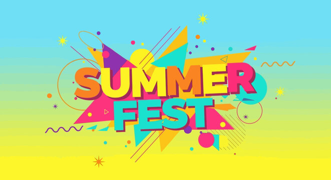 Summer Fest Colorful Abstract Geometric Shapes Explosion Background
