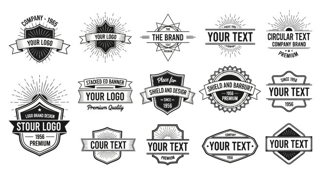 Collection of vintage emblem badges and labels for branding and design projects