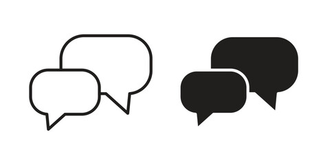Discussion chat icon concept. Glyph and line vector illustrations on white background