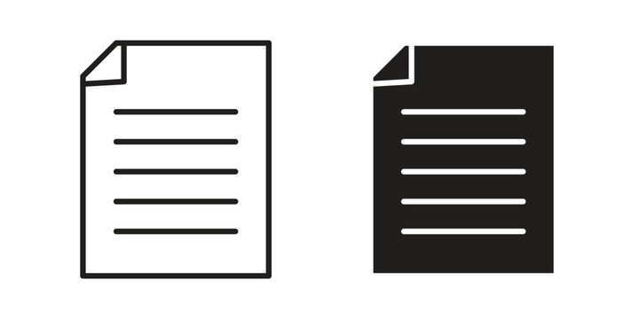 Document file icon concept. Glyph and line vector illustrations on white background