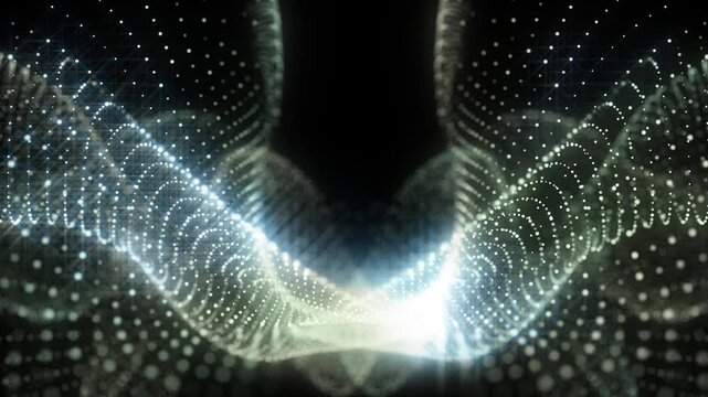 Abstract waves illuminated by neon light emit glamour and energy, creating a mesmerizing visual effect.
