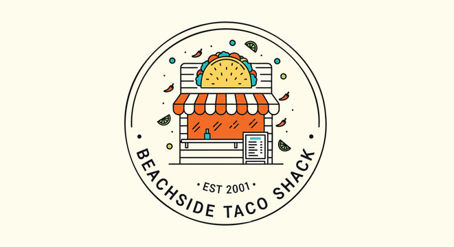 Vector illustration of beachside taco shack logo