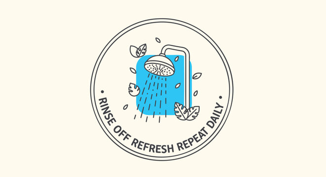 Vector shower icon with refresh text