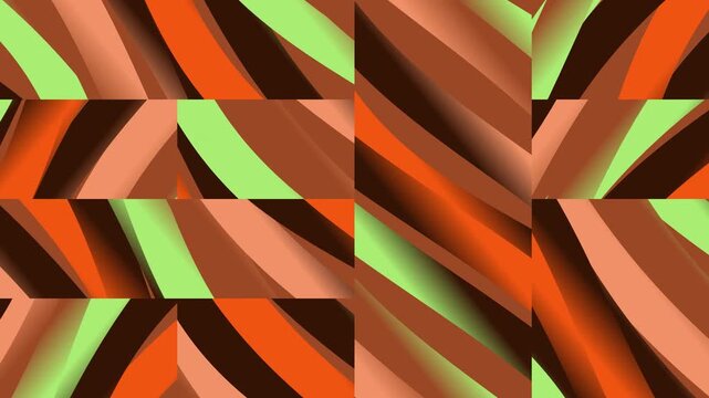 Abstract Wavy Lines Pattern Background, Geometric Mosaic, Brown Orange Green Gradient