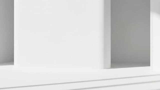 A 3D rendering of a white room's corner with intersecting walls and floor
