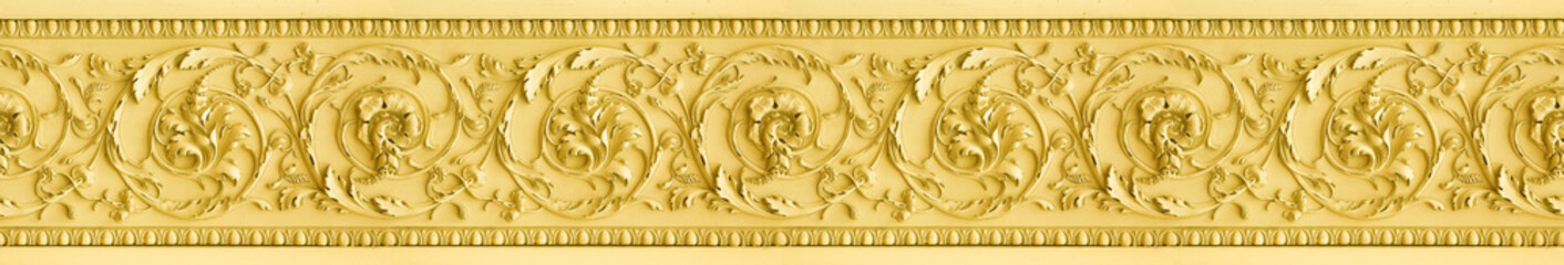 Yellow neoclassical stucco frame with floral elements - seamless pattern useful for renderings applications © Francesco Scatena