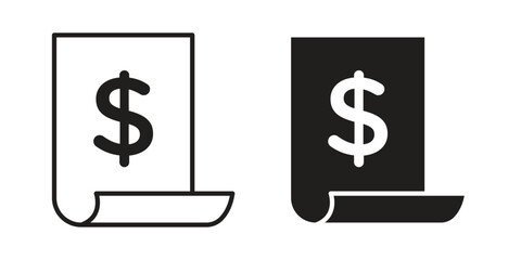 Obraz premium Invoice icon concept. Glyph and line vector illustrations on white background