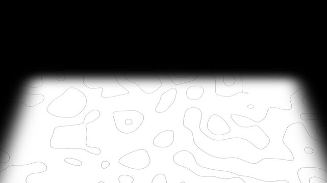 Dynamic topographic contour map animation for background, white lines moving on black screen, 4K high-resolution map pattern for technology, geography and architectural design projects