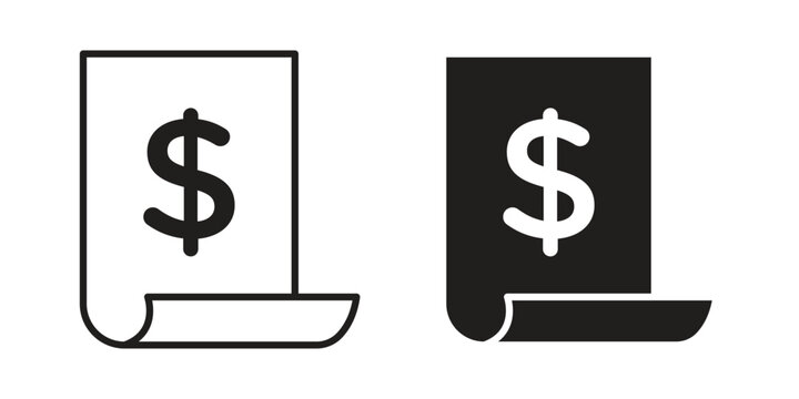 Invoice icon concept. Glyph and line vector illustrations on white background
