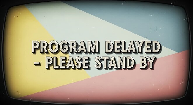 Retro television screen with program delayed message.
