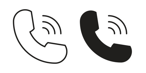 Fototapeta premium Phone call icon concept. Glyph and line vector illustrations on white background