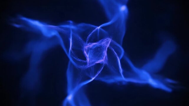 Abstract blue energy tendrils pulse and expand against a dark background.  This dynamic visual evokes concepts of power and cosmic phenomena.