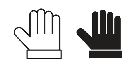 Obraz premium Raised hand icon concept. Glyph and line vector illustrations on white background