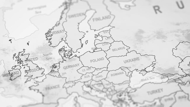 Close Up Of Germany Borders. World Map Animation. 