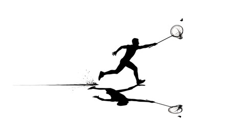 Fototapeta premium Man playing tennis with shadow reflection.