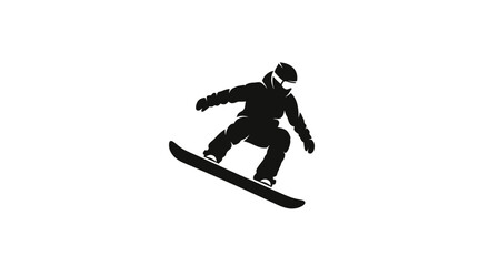 Naklejka premium Man snowboarding down a slope fast.