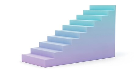 Fototapeta premium Ascending Heights: Gradient staircases, symbol of progress and growth, ascending to the sky. A graphic illustration