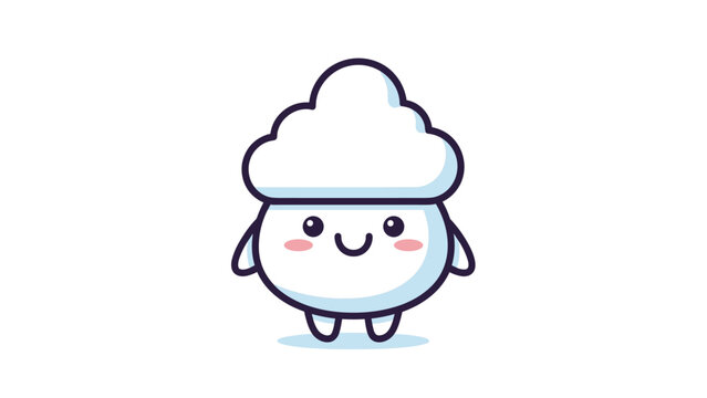 A cute and simple vector illustration of a happy little white cloud character with a smiling face Vector