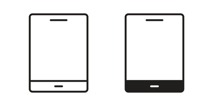 Tablet icon concept. Glyph and line vector illustrations on white background
