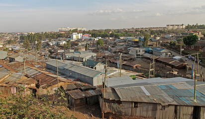Obraz premium A view of Nairobi's city block - Kibera. Kenya
