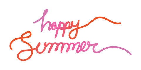 happy summer lettering design, colorful hand drawn calligraphy typography, vibrant seasonal greeting illustration © shammi