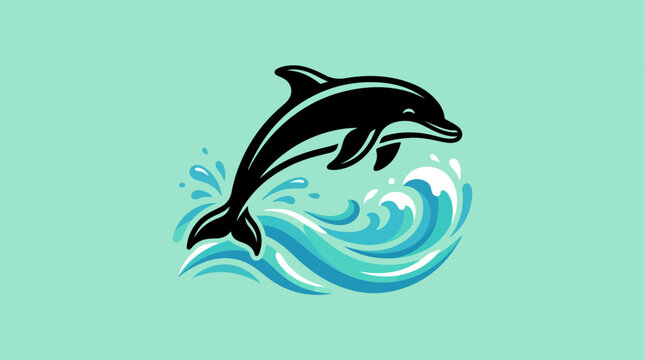 Dolphin leaping from ocean wave, a beautiful marine animal.