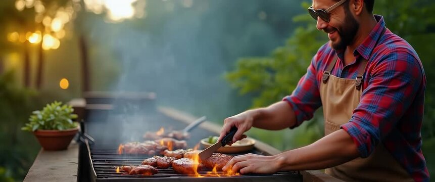 Showcasing proud dad and grill moments that celebrate culinary mastery and outdoor entertainment with dynamic artistry and refined barbecue culture in family settings in  Photo Stock  Concept  and emp