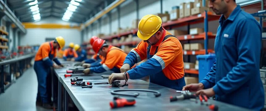 Fixing day dynamic photographic scene capturing practical repair activities vibrant energy on site maintenance professionals employing quality equipment precision methodology industrial workspace ambi