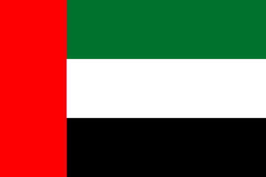 Flag of UAE. A high-resolution, realistic digital image of the national flag of the United Arab Emirates (UAE).