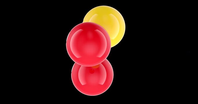 Sulfur dioxide molecule SO2, rotation animation seamlessly loopable. 3D rendering isolated on transparent background