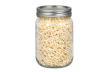 Shredded cheese blend in glass canning jar